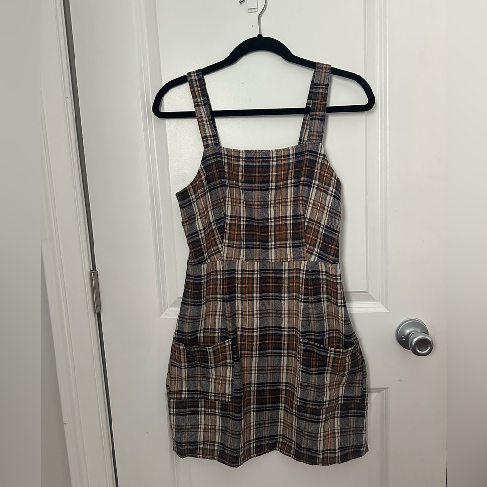American Eagle Outfitters Blue and Brown Plaid Dress